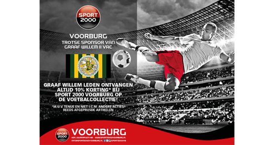 10 korting op voetbalartikelen bij onze sponsor sport2000 graaf willem ii vac